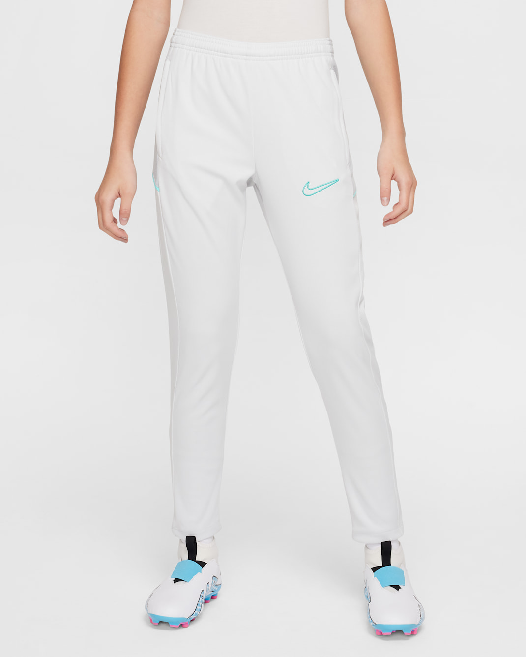 Nike Academy Big Kids' Dri-FIT Soccer Pants - Photon Dust/Light Smoke Grey/Photon Dust/Dynamic Turquoise