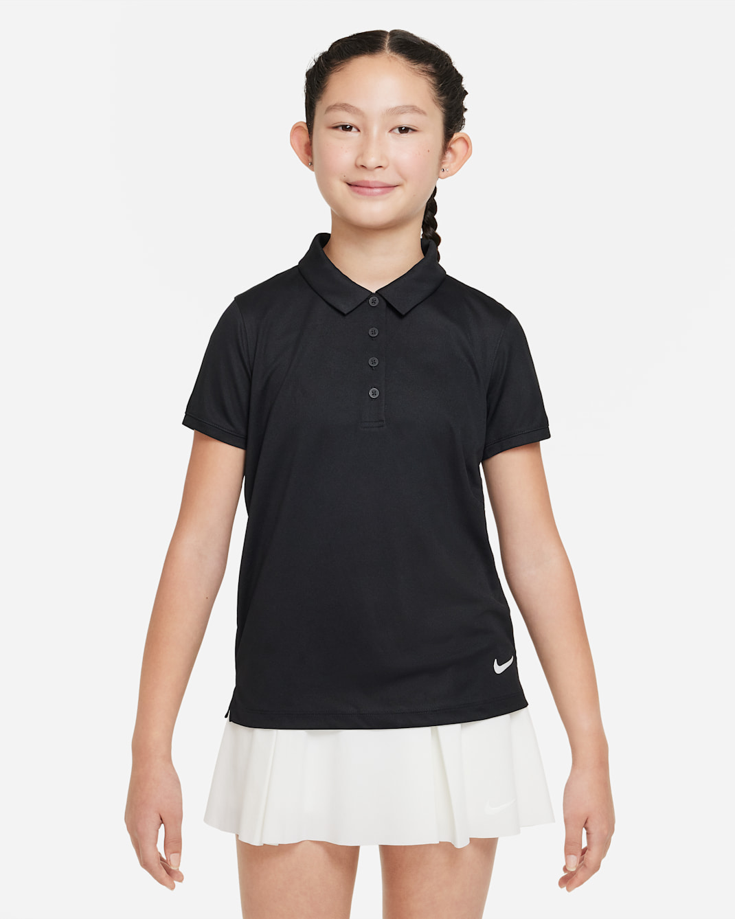 Nike Dri-FIT Victory Big Kids' (Girls') Golf Polo - Black/White