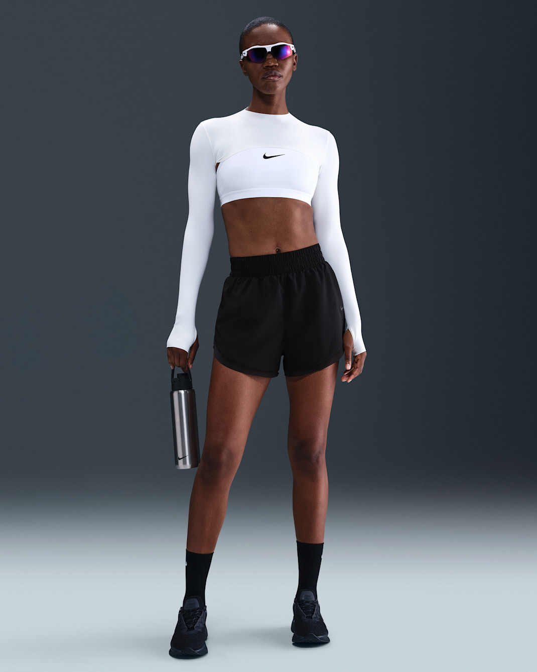 Shorts Dri-FIT ampi con slip foderati 8 cm Nike One – Donna - Nero/Dark Smoke Grey