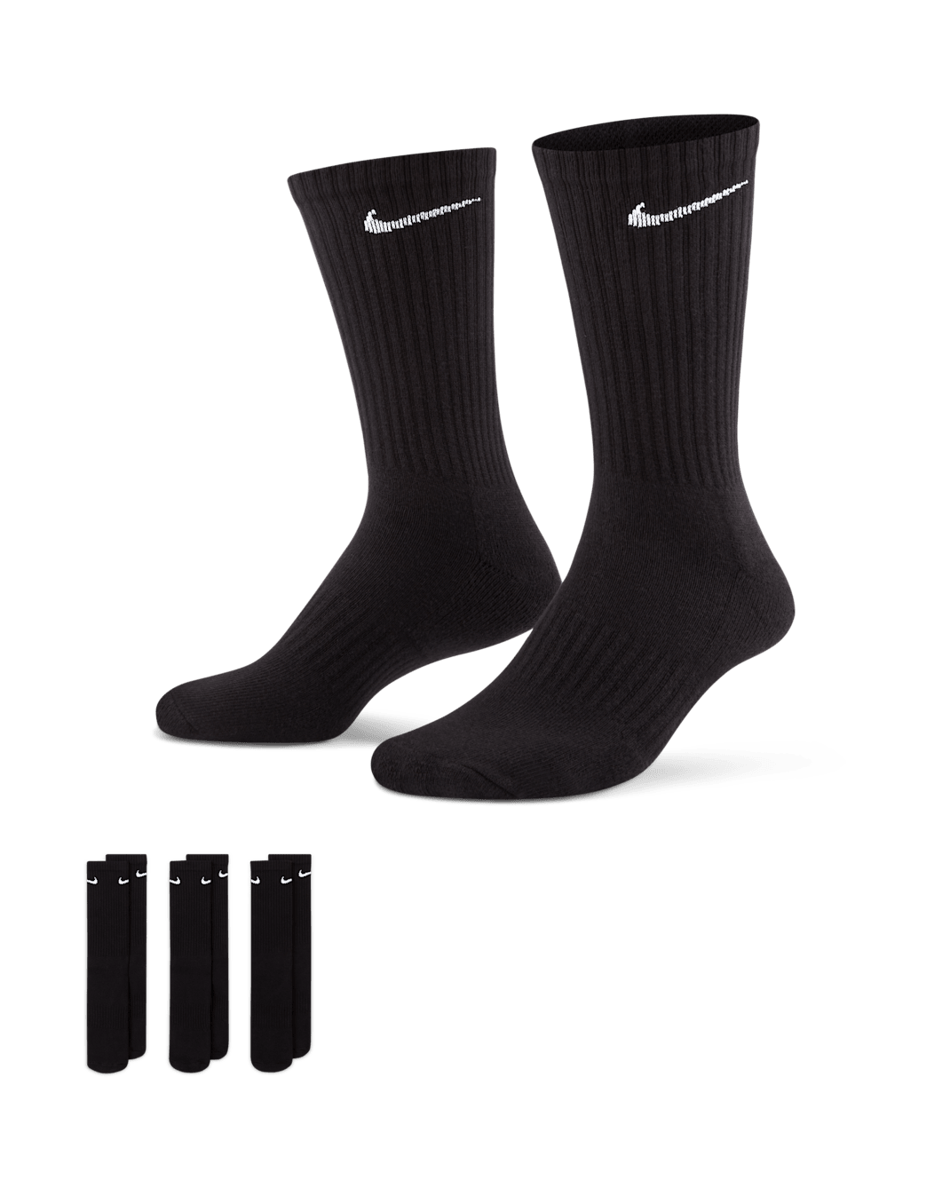Calcetas de entrenamiento (3 pares) Nike Everyday Cushioned - Negro/Blanco