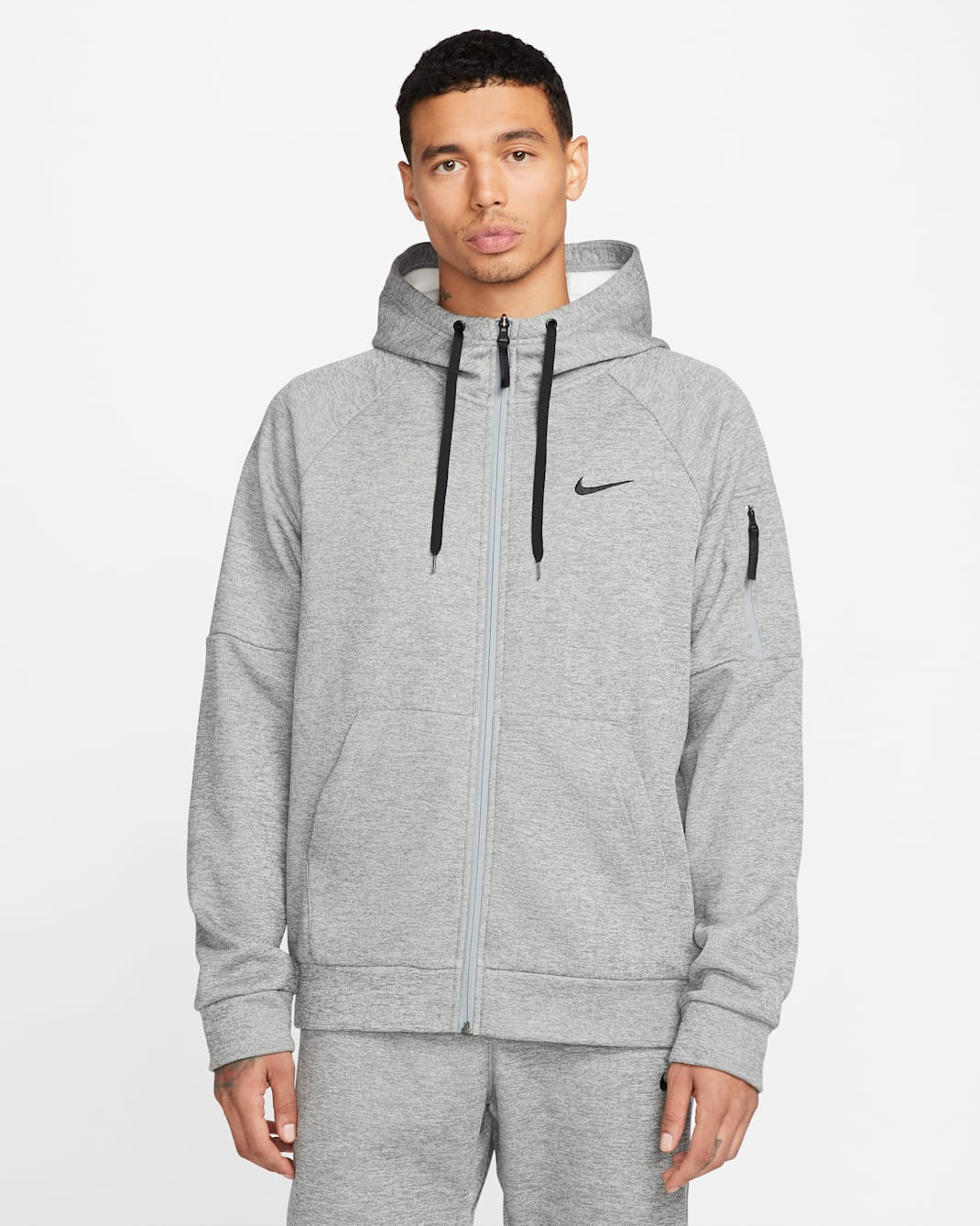 Haut de fitness à zip Therma-FIT Nike Therma pour homme - Dark Grey Heather/Particle Grey/Noir