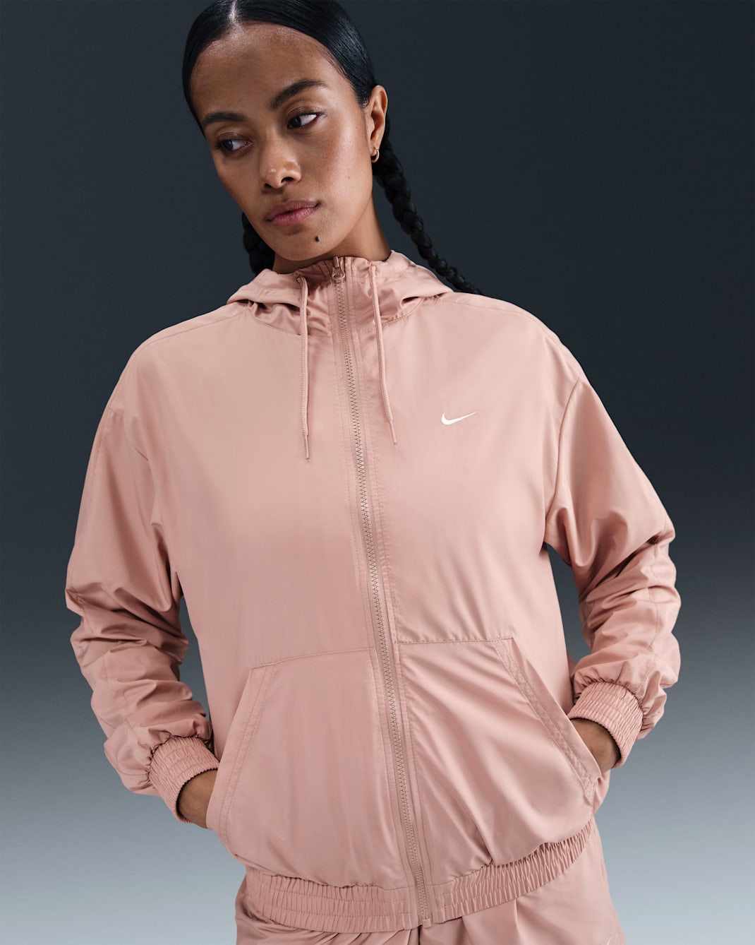 Nike Sportswear Classic Wovens Women's Loose UV Hooded Jacket - Particle Pink/Sail