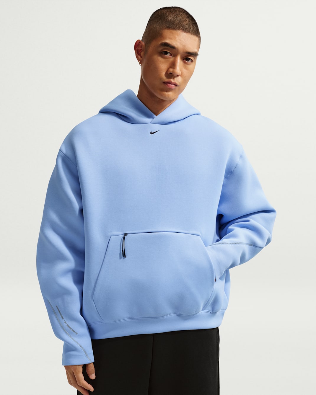 Nike Tech Men's Fleece Oversized Hoodie - Aluminium/Black