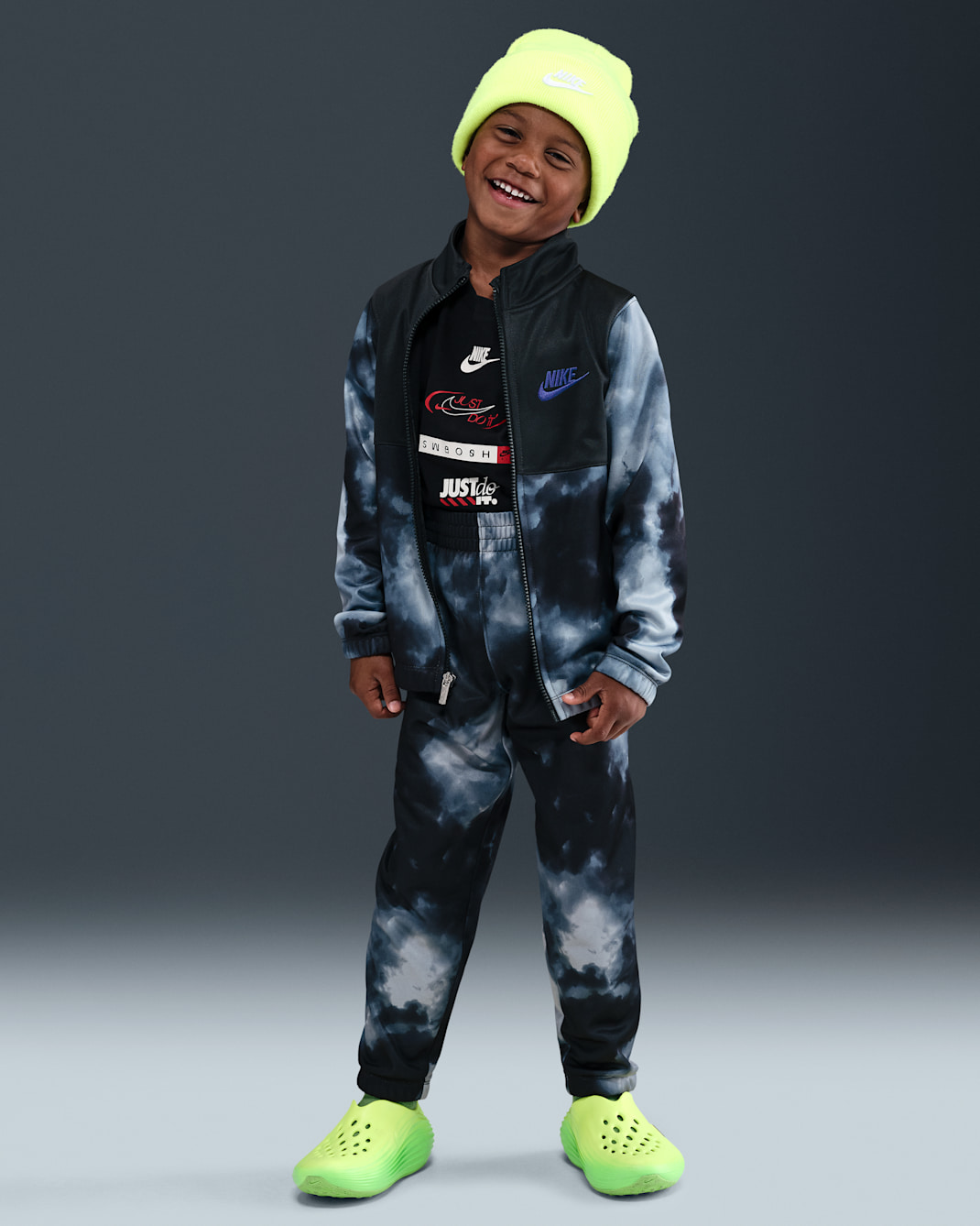 Nike Sportswear Dri-FIT Younger Kids' Futura Storm Printed 2-Piece Propus Set - Dark Smoke Grey