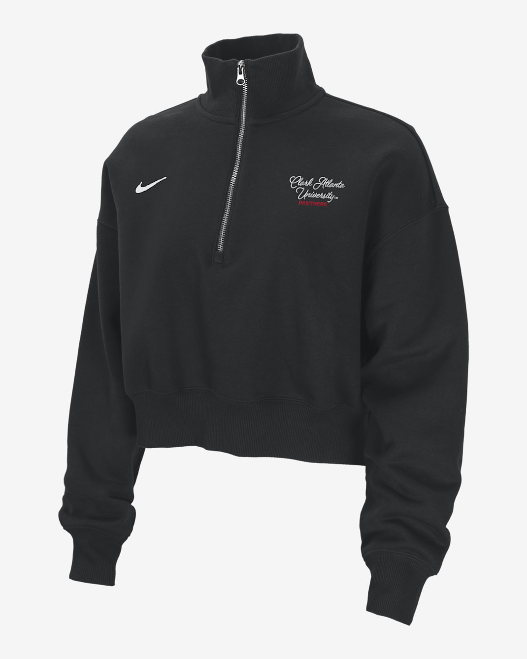 Nike College Phoenix Fleece (Clark Atlanta University) Women's Cropped 1/4-Zip Pullover - Black