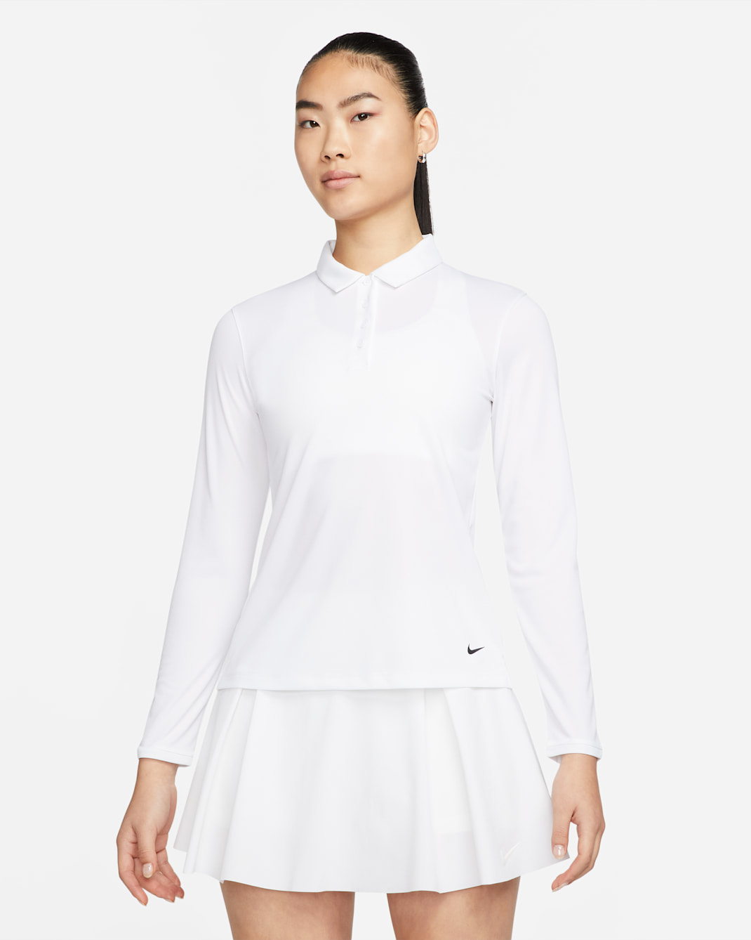 Nike Dri-FIT Victory Women's Long-Sleeve Golf Polo - White/Black