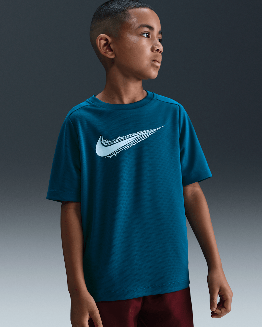 Nike Multi Big Kids' (Boys') Dri-FIT Short-Sleeve Top - Green Abyss/White