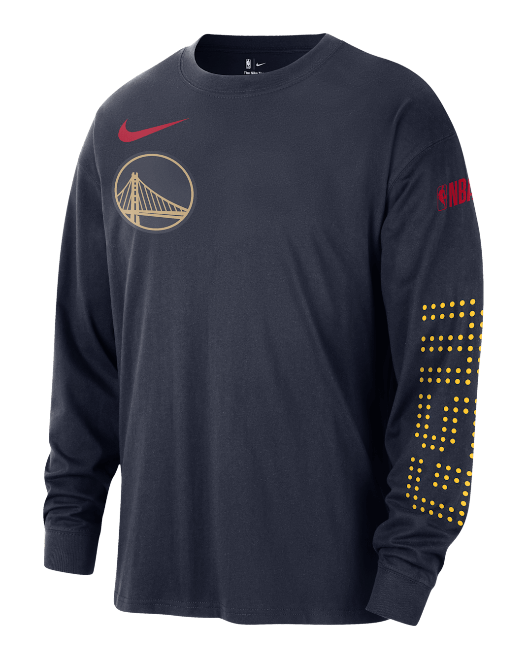 Golden State Warriors Courtside City Edition Men's Nike NBA Max90 Long-Sleeve T-Shirt - College Navy