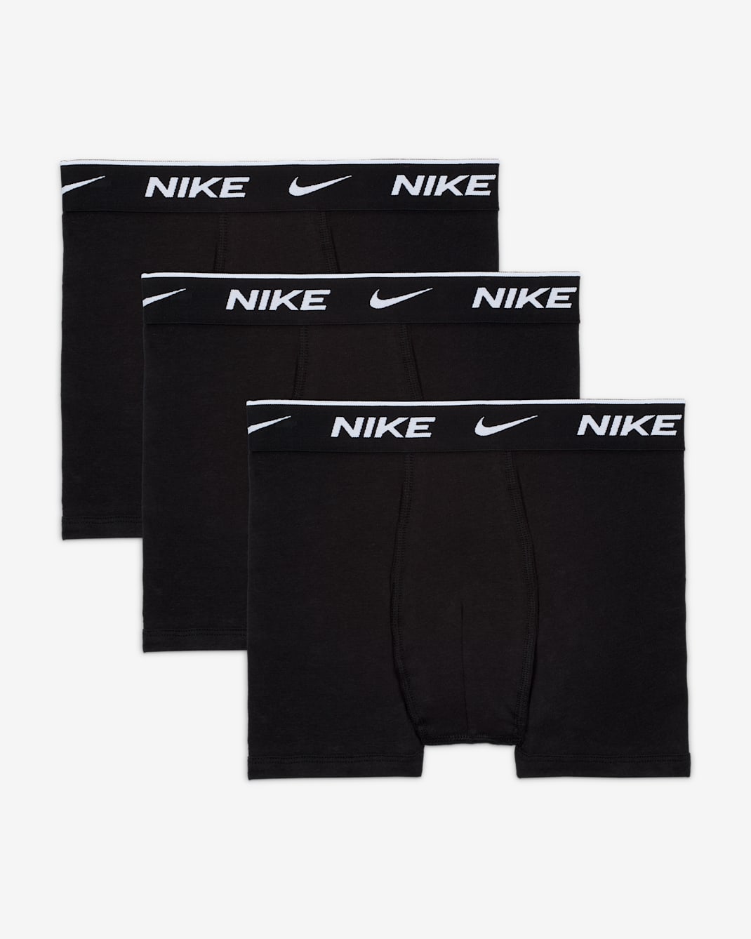 Nike Older Kids' Everyday Cotton Solid Boxer Briefs (3-Pack) - Black