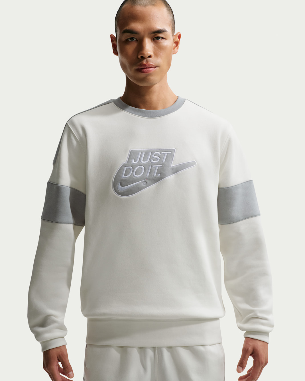 Nike Sportswear Club Men's Fleece Crew-Neck Sweatshirt - Sail/Light Smoke Grey/Light Smoke Grey