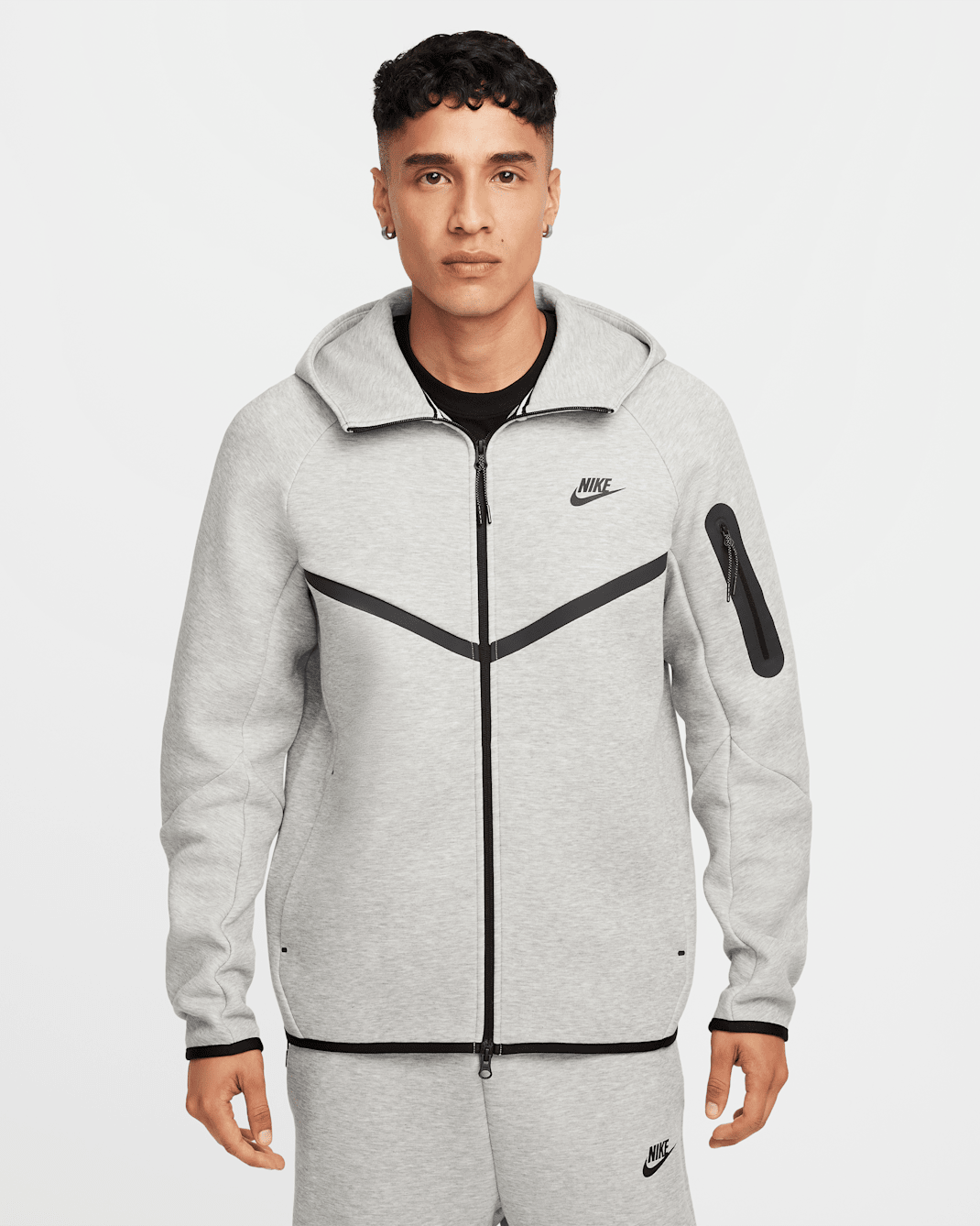 Nike Tech Men's Fleece Windrunner Full-Zip Jacket - Dark Grey Heather/Black