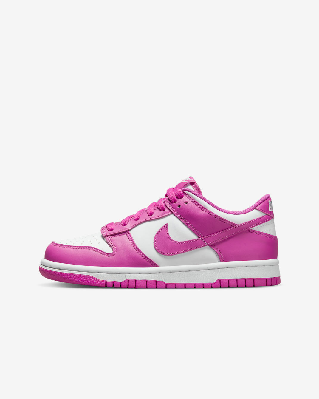 Nike Dunk Low Older Kids' Shoes - White/Active Fuchsia
