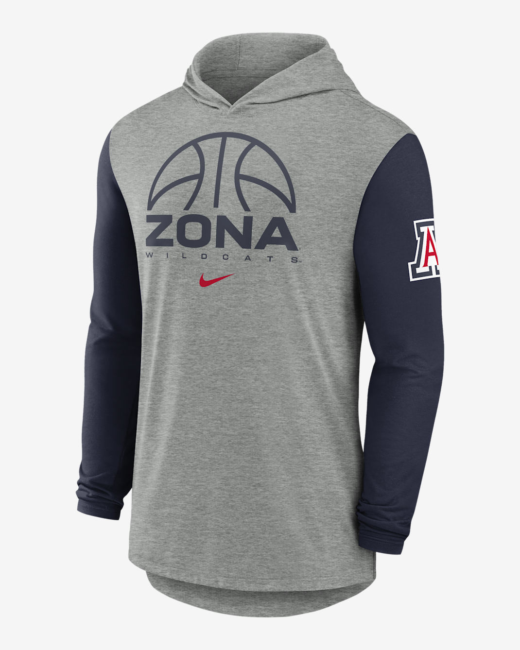 Arizona Basketball Men's Nike Dri-FIT College Long-Sleeve Hooded T-Shirt - Grey