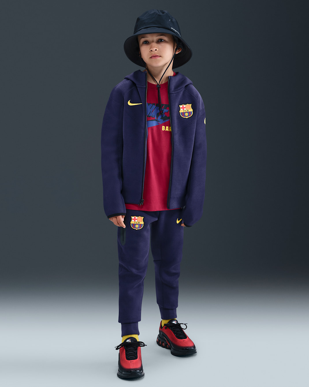 Pantalon en Fleece Nike Football FC Barcelona Tech pour ado (garçon) - Imperial Purple/Midwest Gold