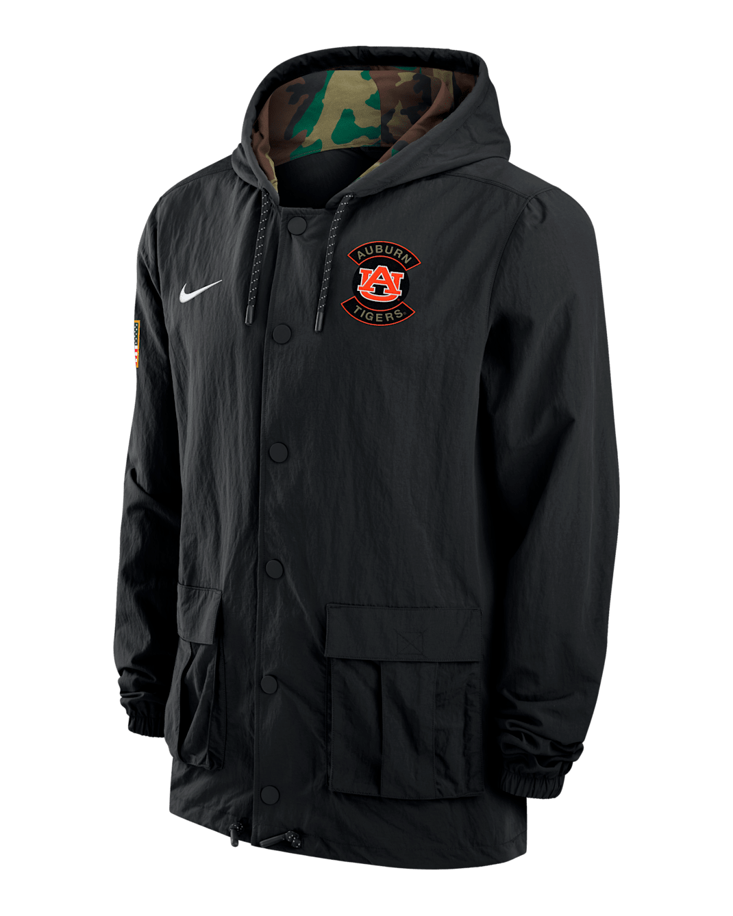 Auburn Men's Nike Full-Snap Hooded Military Jacket - Black
