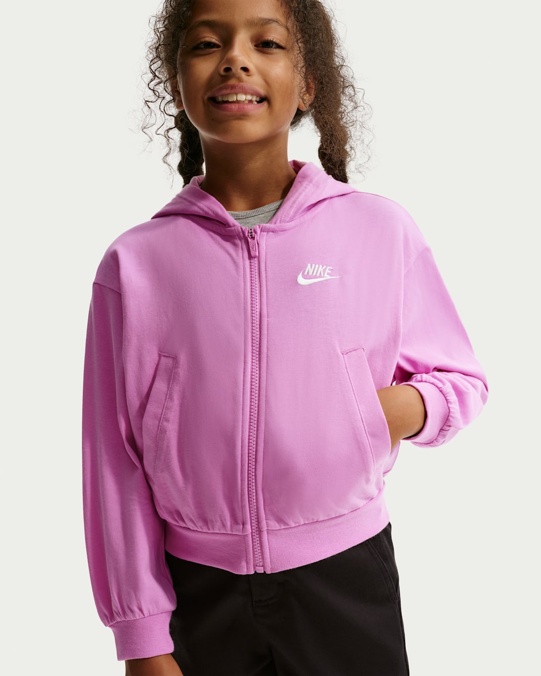 Nike Sportswear Older Kids' (Girls') Full-Zip Hoodie - Light Magenta/White