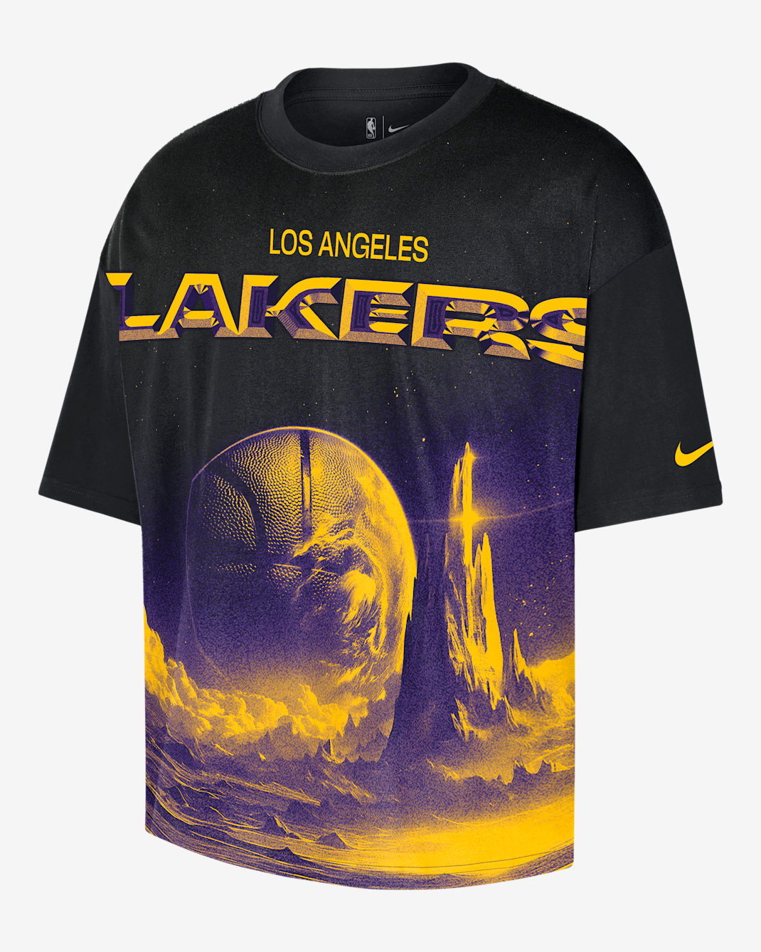 Los Angeles Lakers Courtside Men's Nike NBA Boxy T-Shirt - Black