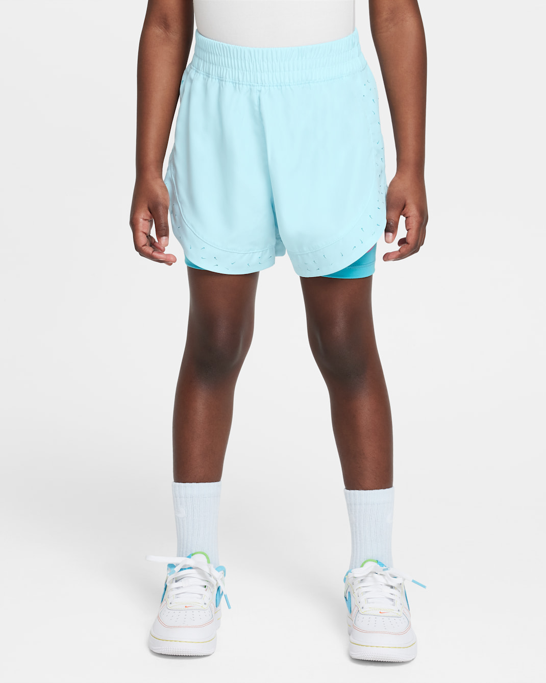 Nike Dri-FIT Sunny Swoosh Little Kids' 2-Fer Shorts - Glacier Blue