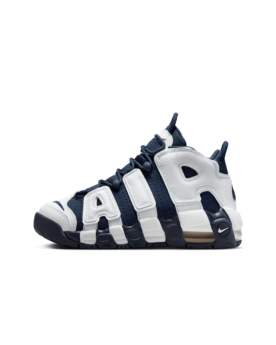 Nike Air More Uptempo Older Kids' Shoes - White/Metallic Gold/University Red/Midnight Navy