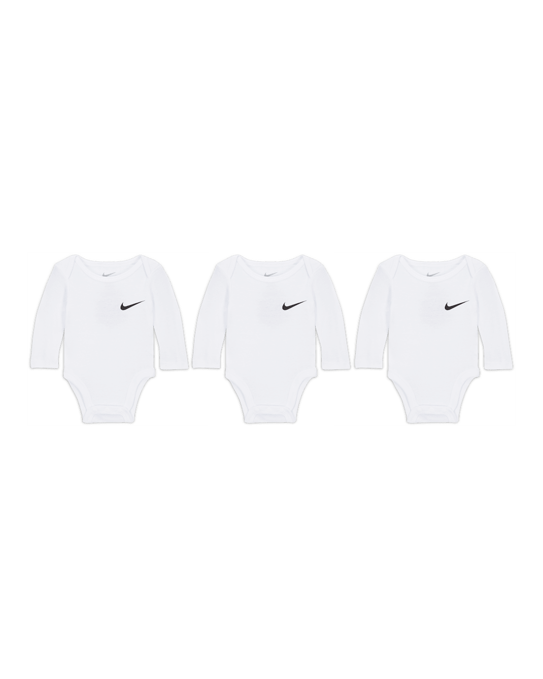 Nike Essentials Baby (0-9M) 3-Pack Long Sleeve Bodysuits - White