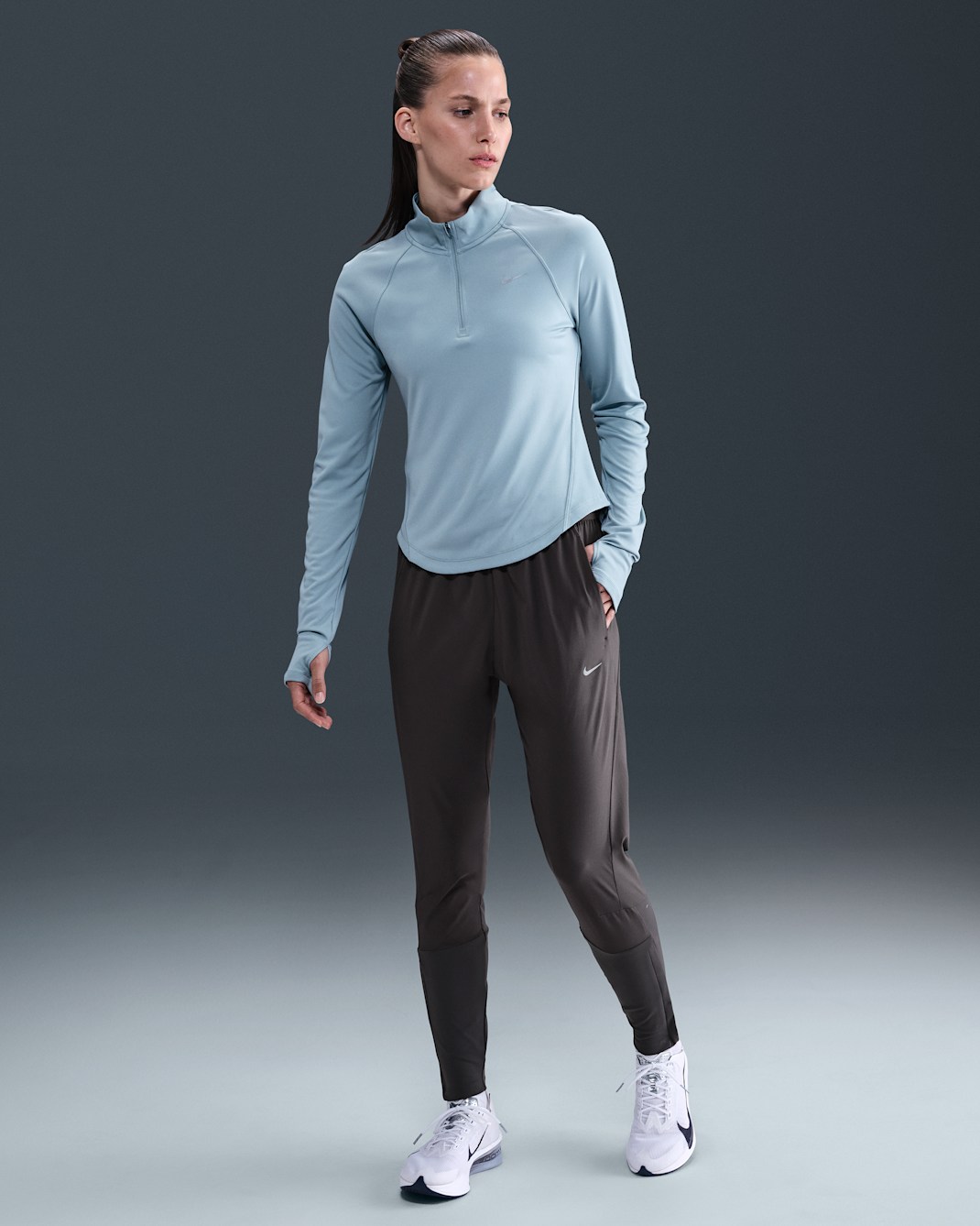 Nike Swift Women's Dri-FIT Mid-Rise Running Trousers - Thunder Grey