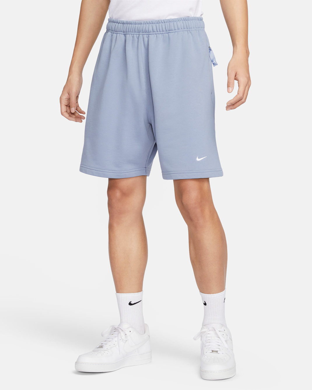 Nike Solo Swoosh 男款法國毛圈布短褲 - Ashen Slate/白色