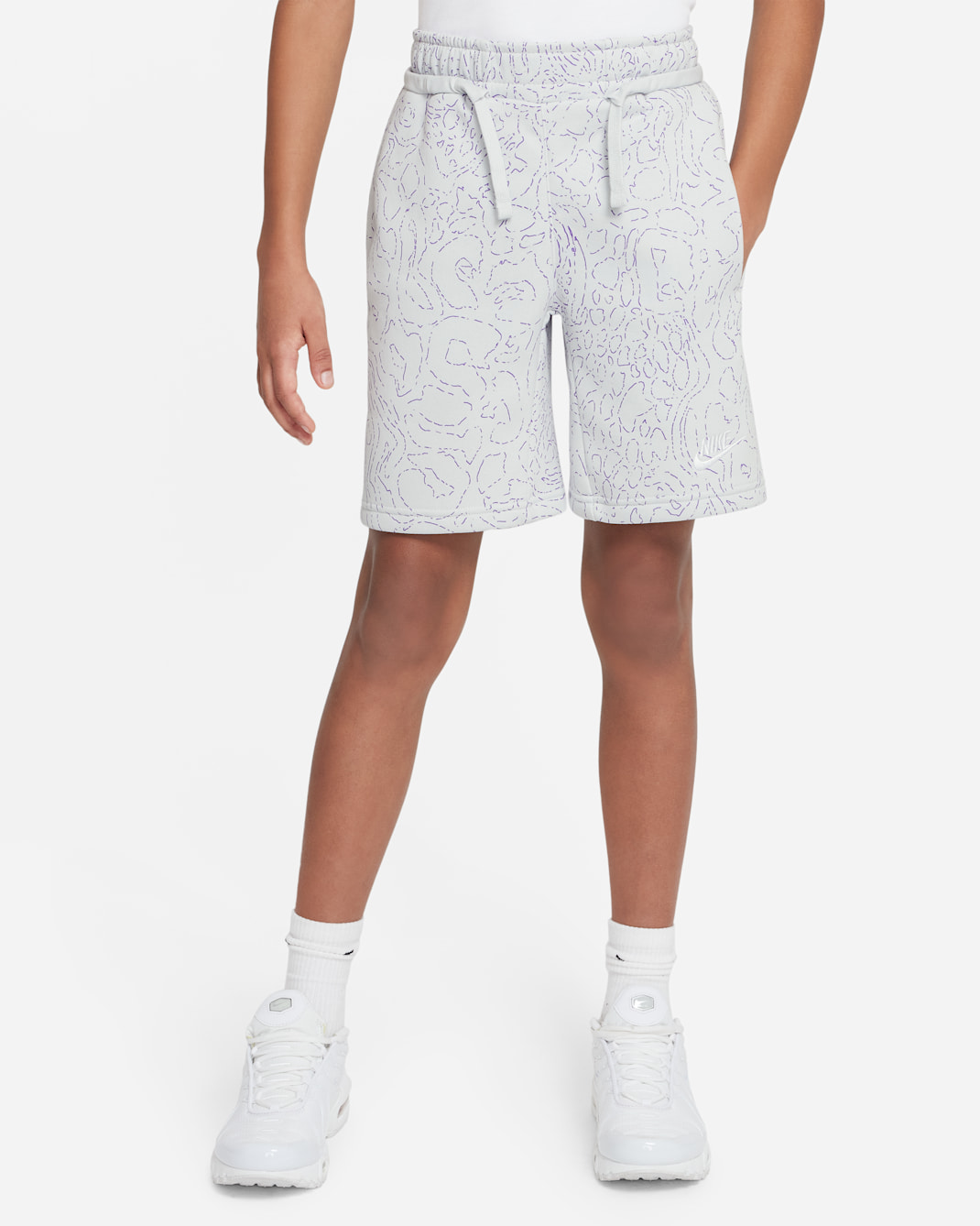 Nike Sportswear Club Fleece Older Kids' (Boys') Printed Shorts - Photon Dust/White