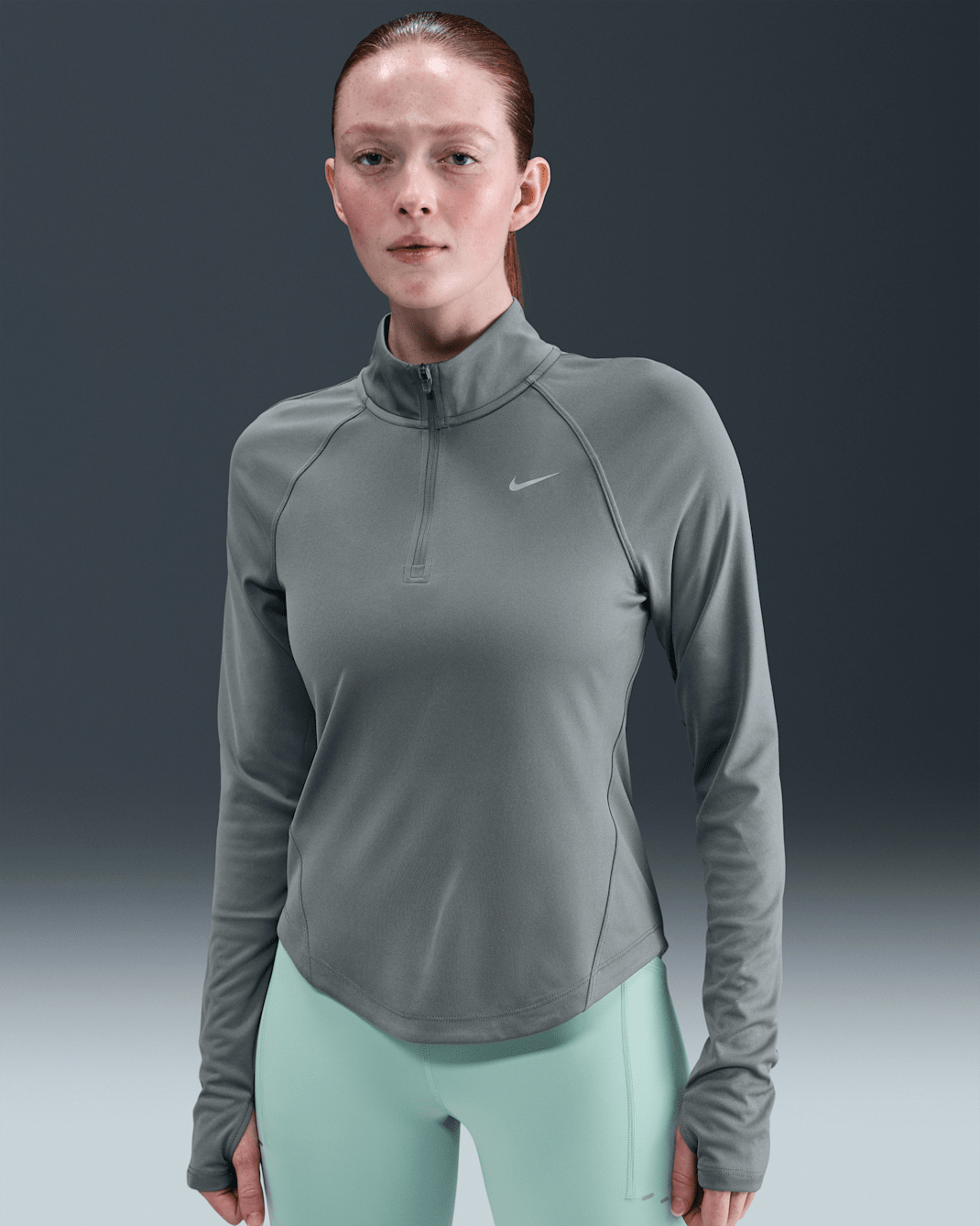 Nike Tempo Dri-FIT Lauf-Tanktop mit Viertelreißverschluss (Damen) - Smoke Grey