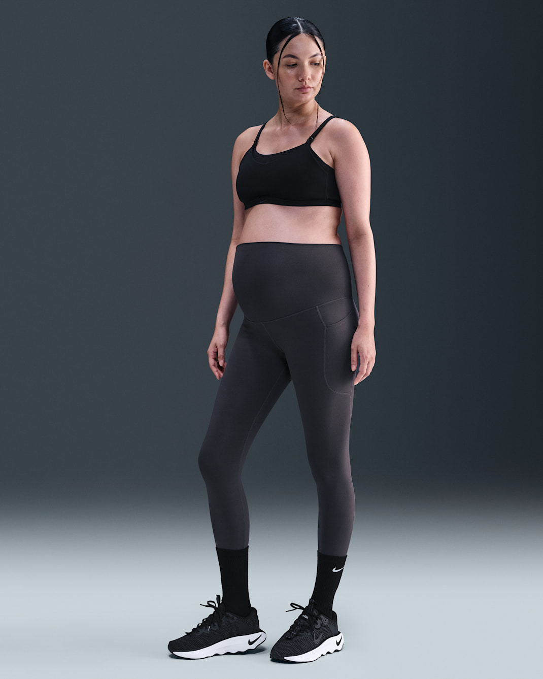 Nike (M) One 여성 하이웨이스트 7/8 포켓 레깅스(임부복) - 썬더 그레이
