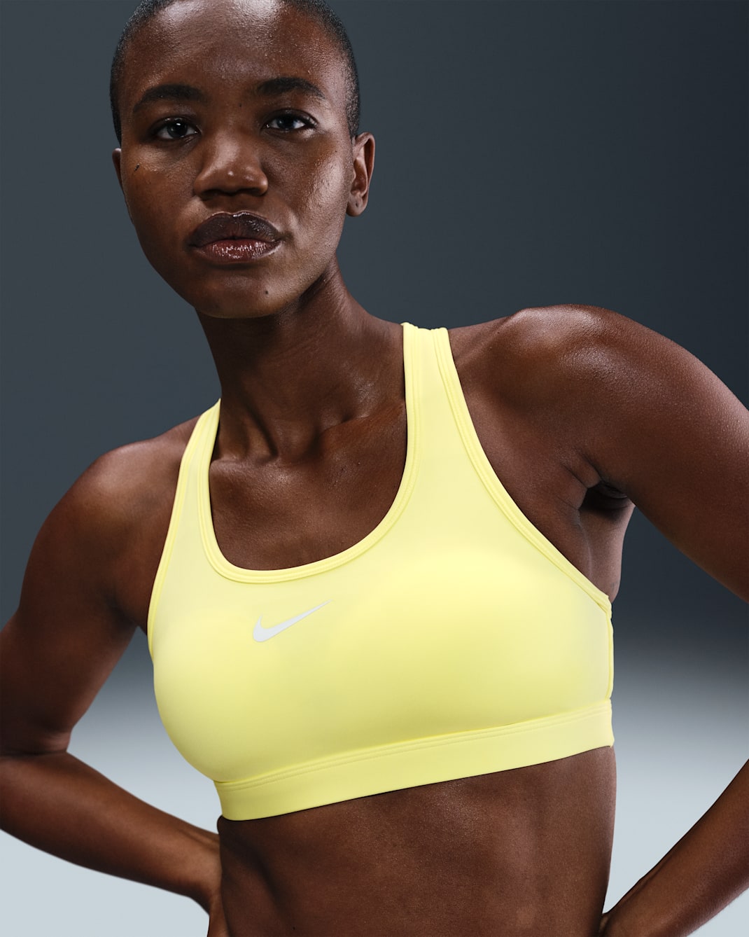 Nike Swoosh Medium Support Women's Padded Sports Bra - Light Zitron/White
