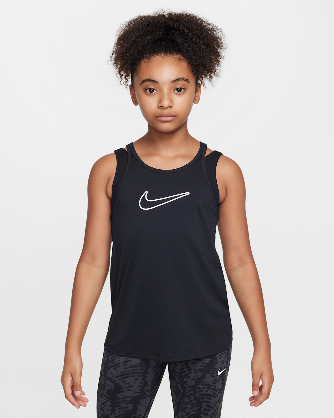 Camisola sem mangas Dri-FIT Nike One Classic Júnior (Rapariga) - Preto/Branco