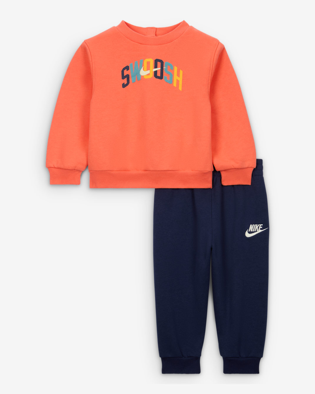 Conjunto de 2 piezas de sudadera de cuello redondo de tejido Fleece ligero para bebé (12-24 M) Nike Sportswear Powder Play - Azul marino medianoche