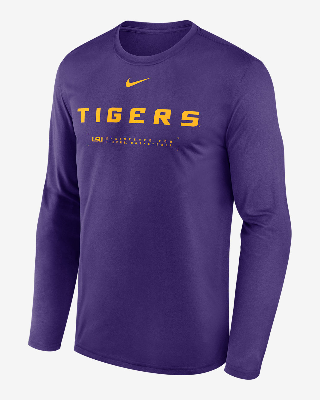 Playera universitaria de manga larga Nike Dri-FIT para hombre LSU Courtside Basketball Shootaround Legend - Morado