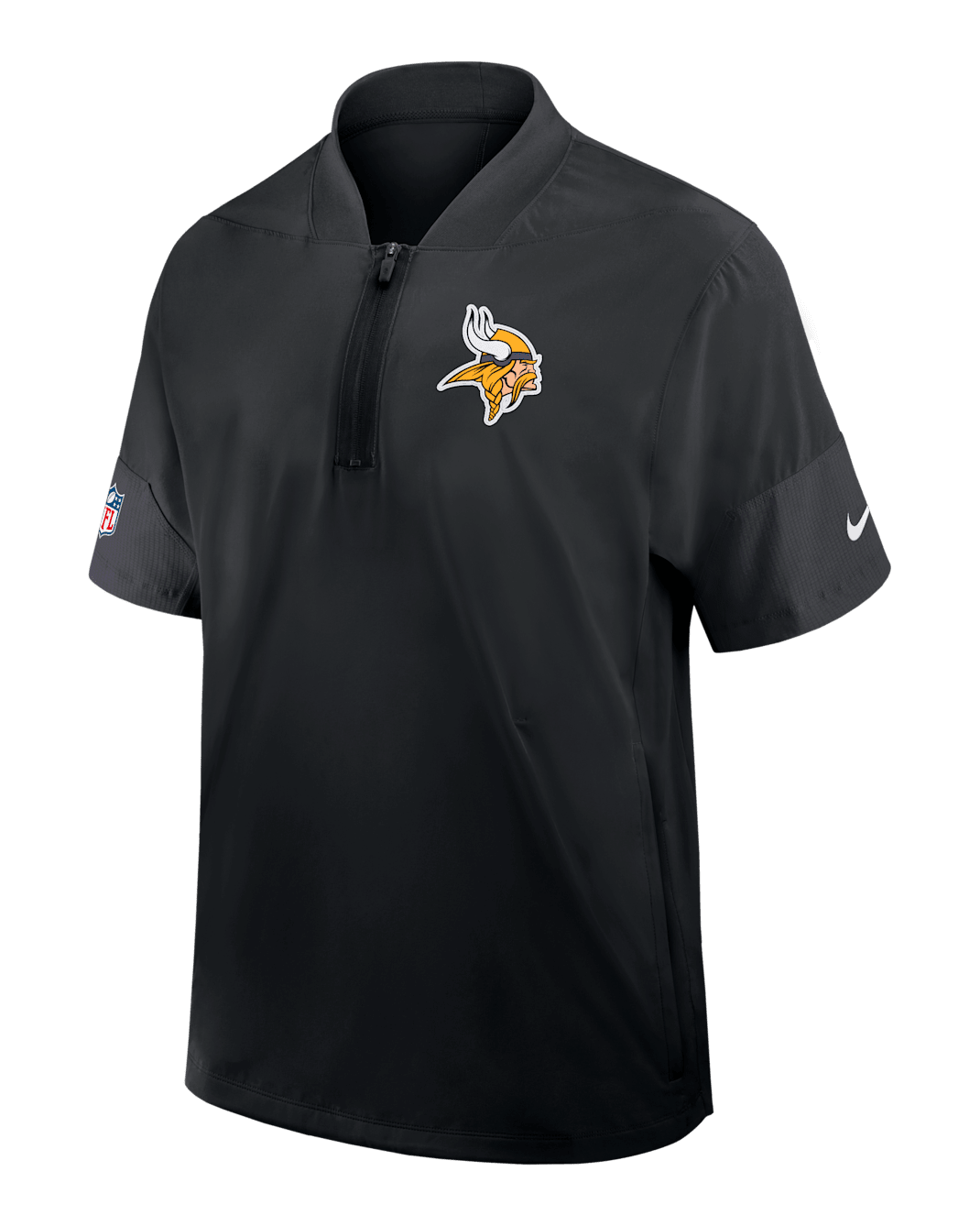 Chamarra de manga corta Nike de la NFL de medio cierre para hombre Minnesota Vikings Sideline Coach - Negro