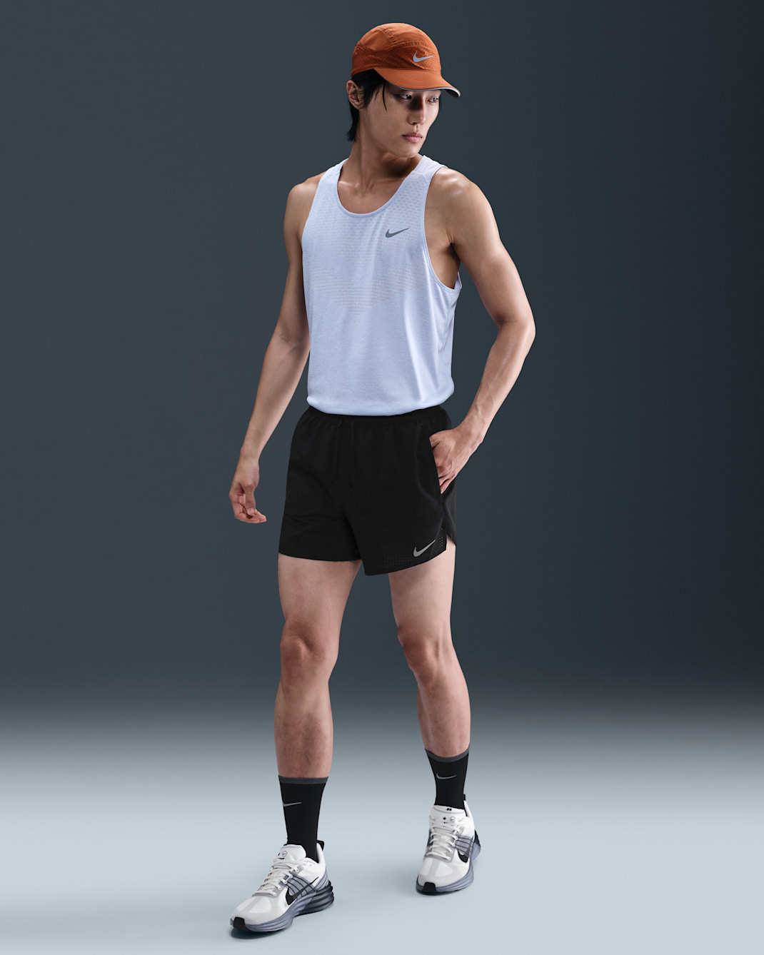 Nike Stride Men's Dri-FIT 12.5cm (approx.) Brief-Lined Perforated Running Shorts - Black/Black/Black