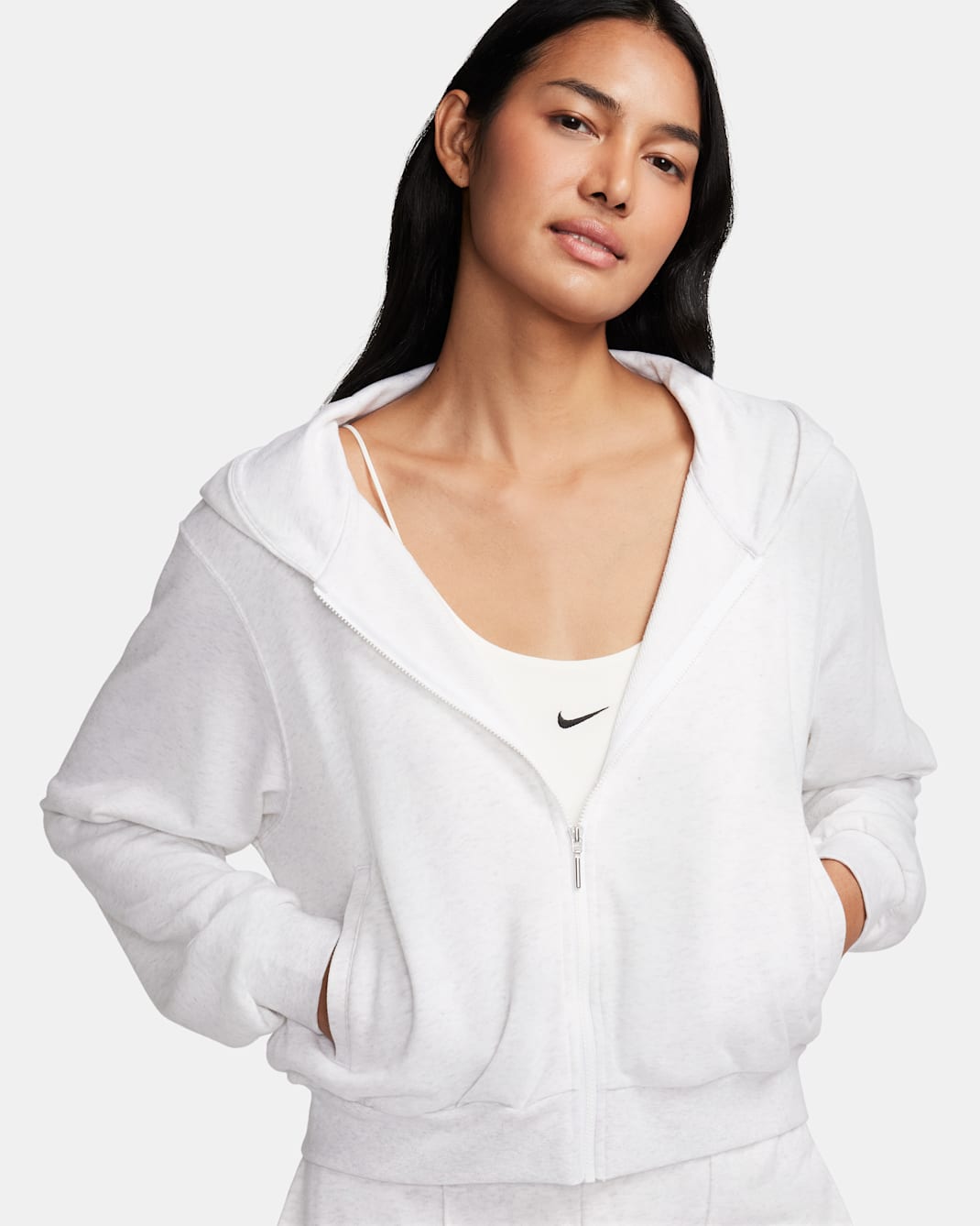Nike Sportswear Chill Terry Women's Loose Full-Zip French Terry Hoodie - Birch Heather/Light Orewood Brown
