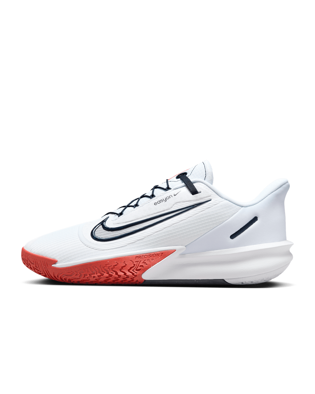 รองเท้าบาสเก็ตบอลผู้ชาย Nike Precision 7 EasyOn - ขาว/Sport Red/Obsidian