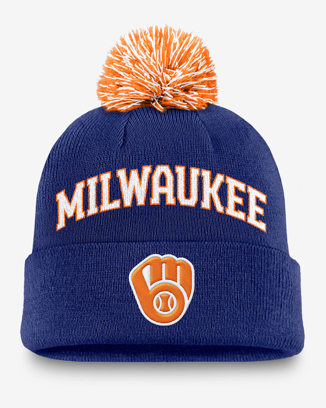 Milwaukee Brewers Peak Men's Nike MLB Cuffed Pom Beanie - Deep Royal Blue