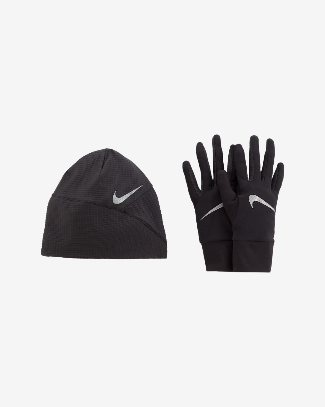 Conjunto de guantes y gorro de running para hombre Nike Essential - Negro/Negro/Plata