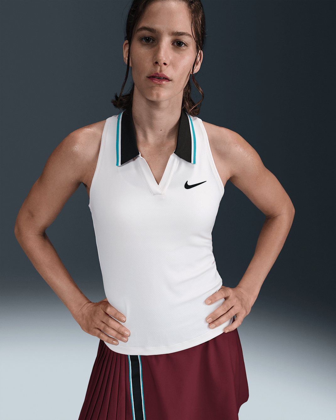 NikeCourt Slam Dri-FIT női tenisztrikó - Pale Ivory/Dusty Cactus/Fekete