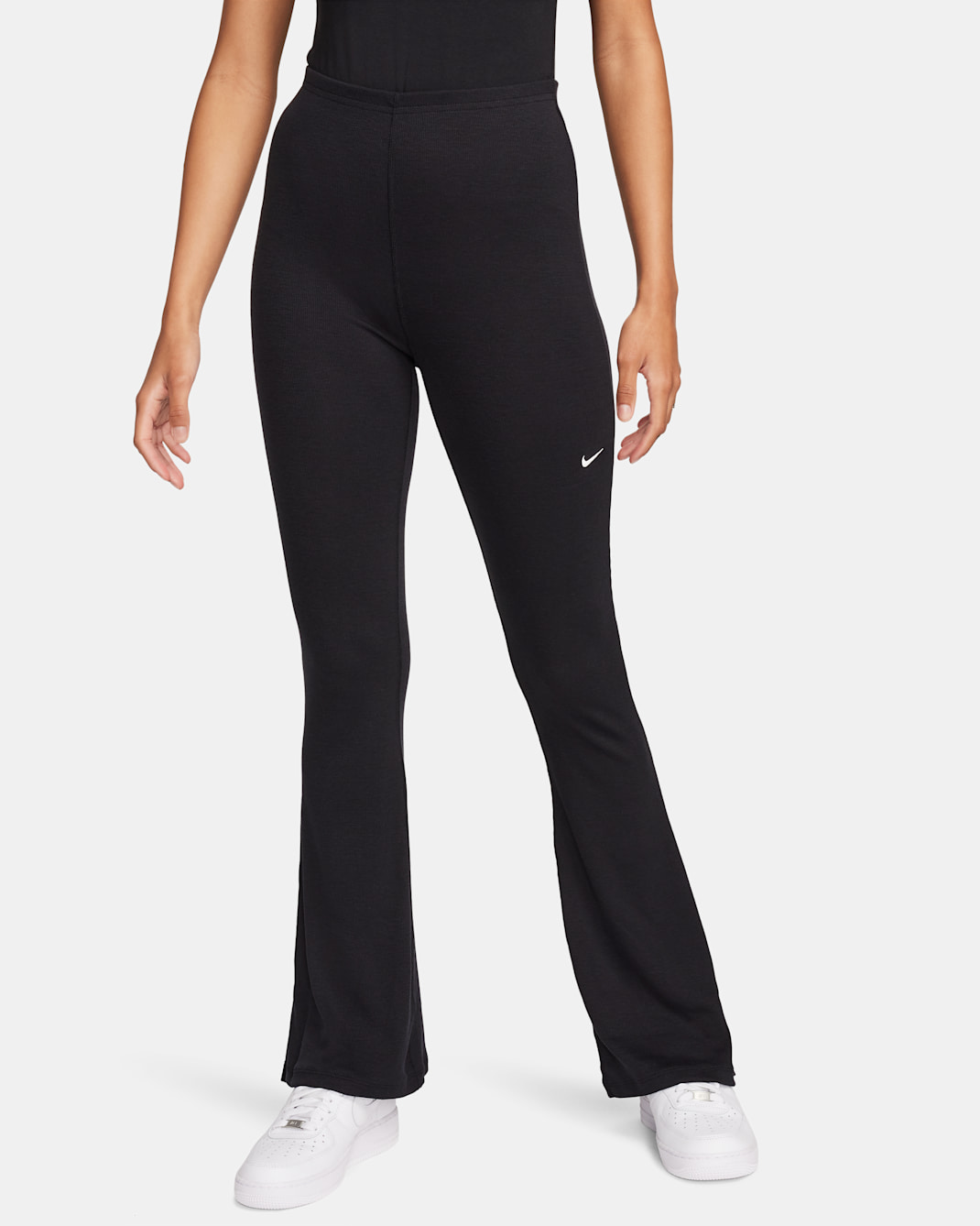 Nike Sportswear Chill Knit Women's Tight Mini-Rib Flared Leggings - Black/Sail