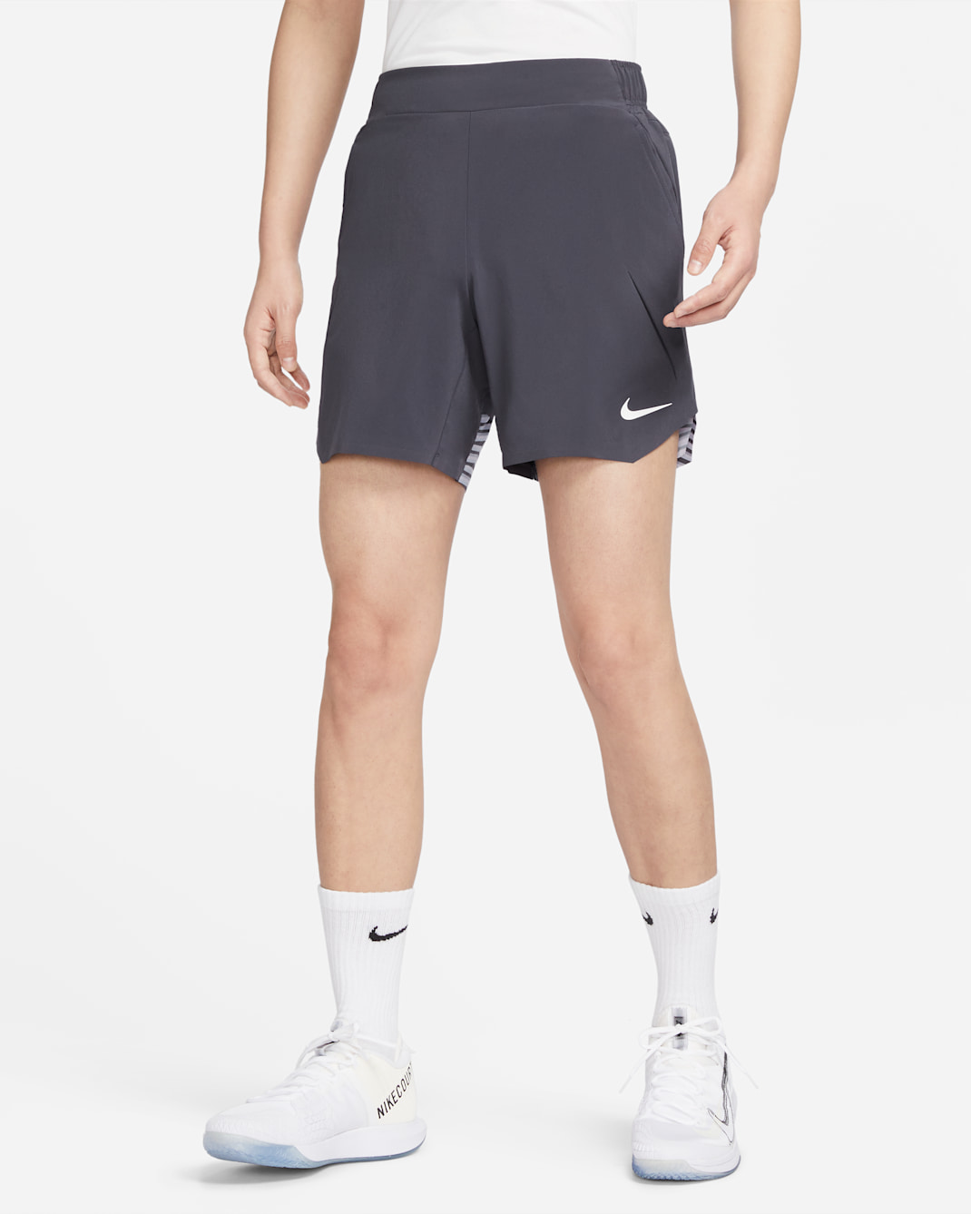 NikeCourt Dri-FIT Slam Men's Tennis Shorts - Gridiron/White