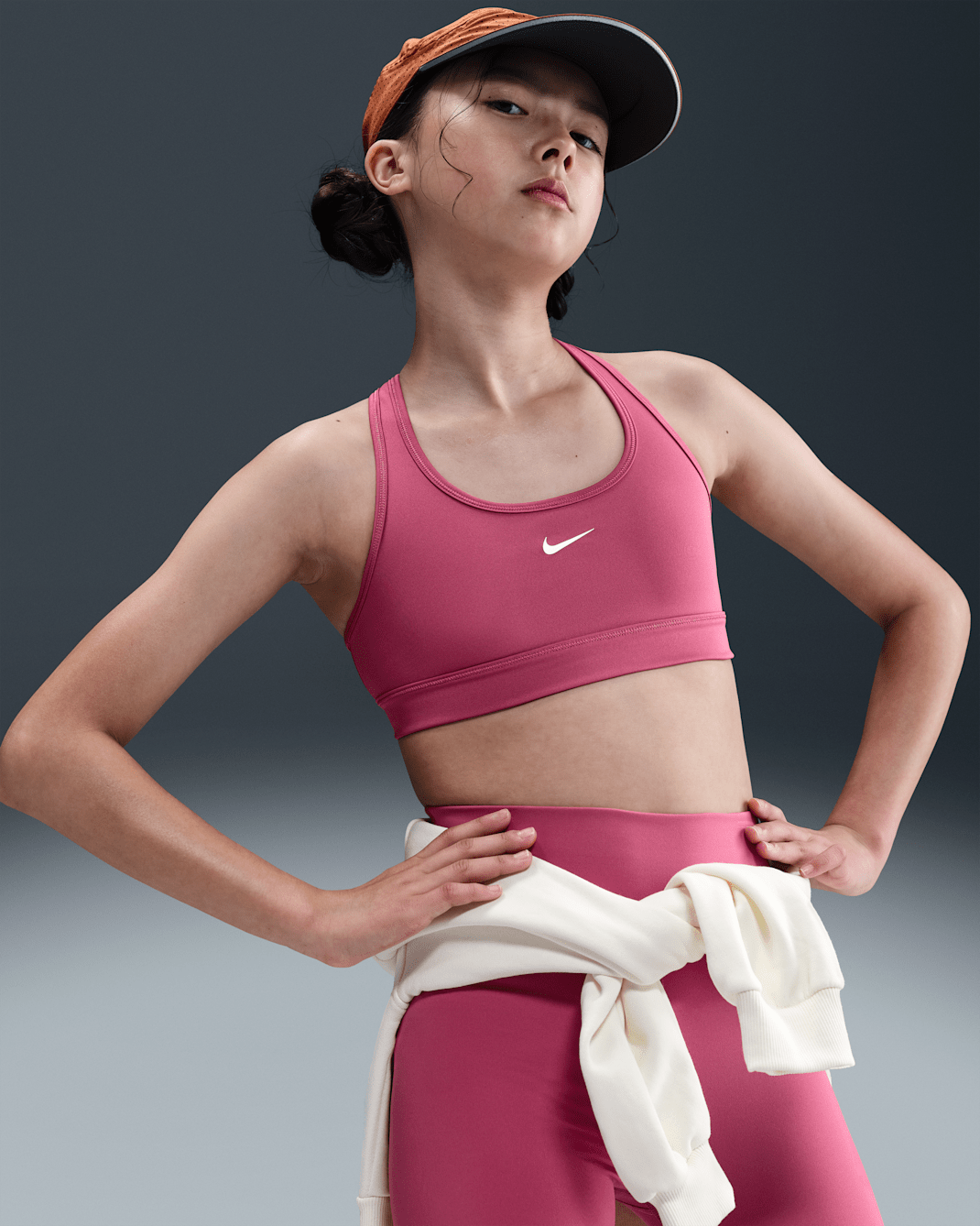 Nike Swoosh Girls' Sports Bra - Sweet Beet/White