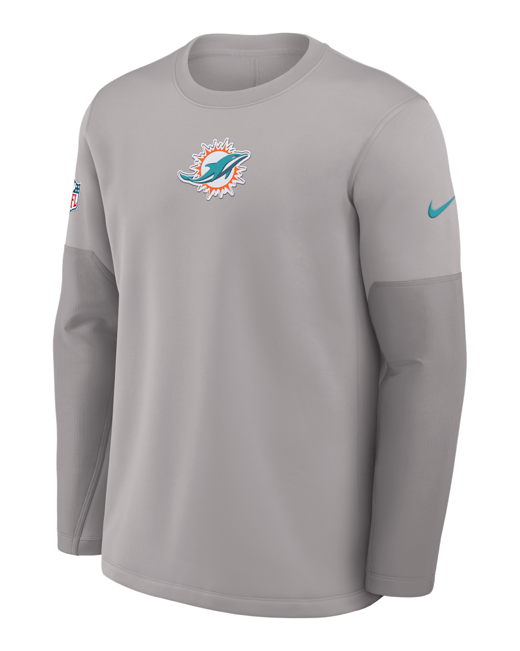 Miami Dolphins Scripted To Win Sideline Coach Men's Nike Therma-FIT NFL Long-Sleeve T-Shirt - Grey