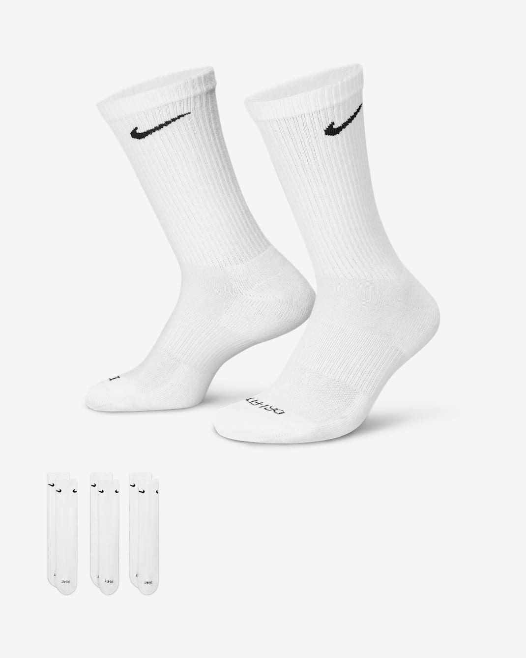 Nike Everyday Plus Cushioned Training Crew Socks (3 Pairs) - White/Black