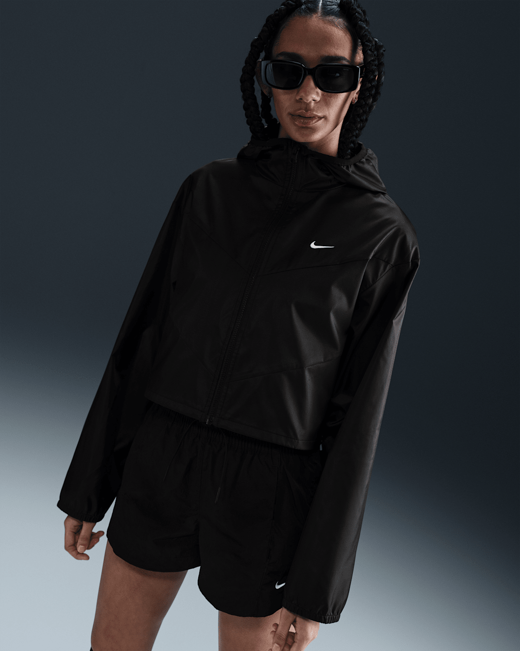 Nike Sportswear Windrunner Women's Loose Woven Hooded Jacket - Black/Black/White