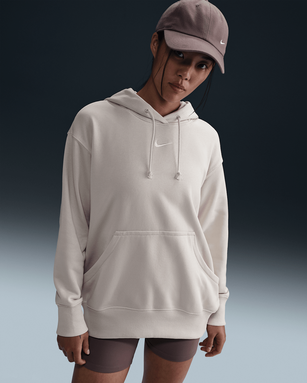 Nike Sportswear Phoenix Fleece 女款寬版套頭法國毛圈布連帽上衣 - Light Orewood Brown/Sail