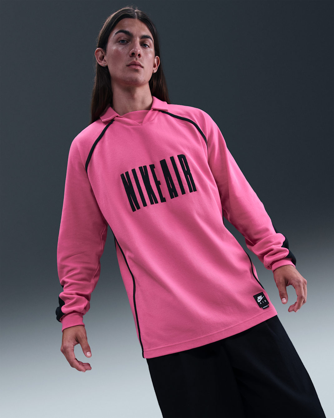Playera de fútbol de manga larga para hombre Nike Air - Rosa paleta/Negro/Negro