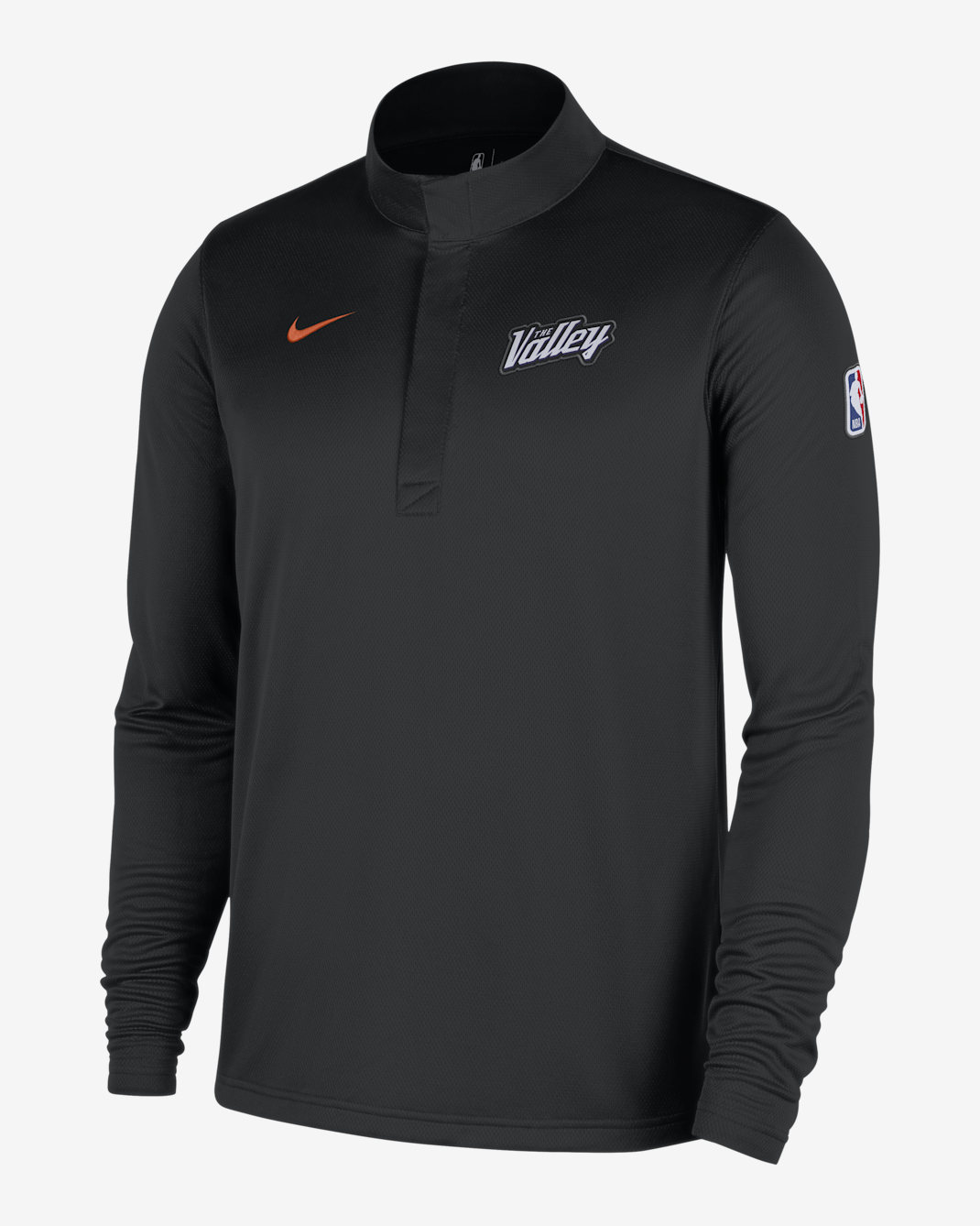 Phoenix Suns City Edition Men's Nike Dri-FIT 1/2-Zip Long-Sleeve Top - Black/Brilliant Orange