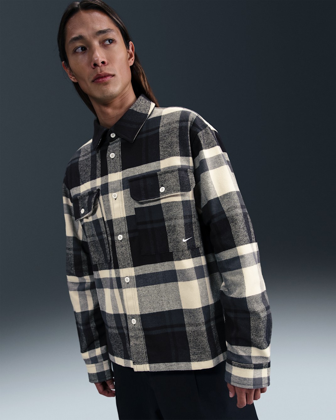 เสื้อเชิ้ต Field ผู้ชาย Nike Life - Anthracite/ดำ/Light Khaki/ขาว